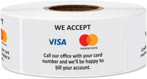 1 x 2 Inch We Accept Credit Cards Sign Visa MasterCard Forms of Payment Accepted Sign for Billing - 2 Roll of 300 Stickers for Credit Cards (Total 600 Stickers)