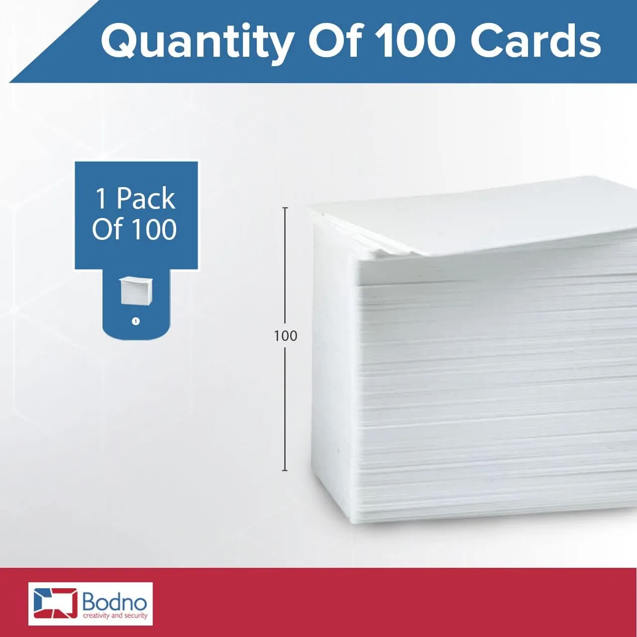 100 Pack - Bodno Premium CR80 30 Mil Graphic Quality PVC Cards