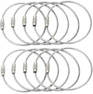 10PCS Outdoor Tools Tactical Gear for Camping Tools Multi Keychain Kit Stainless Steel Wire Rope Key Ring Tourism Chain