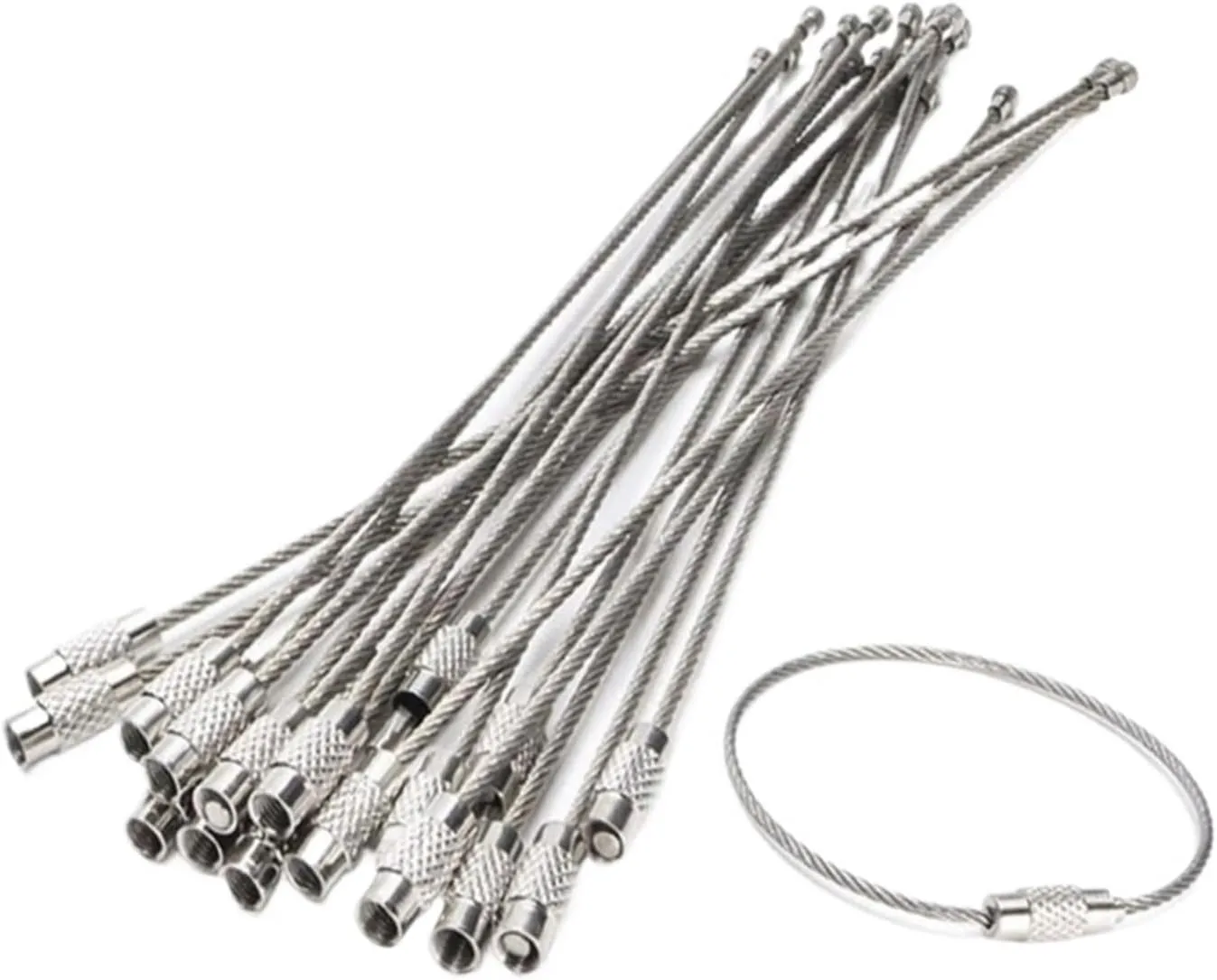 10PCS Outdoor Tools Tactical Gear for Camping Tools Multi Keychain Kit Stainless Steel Wire Rope Key Ring Tourism Chain