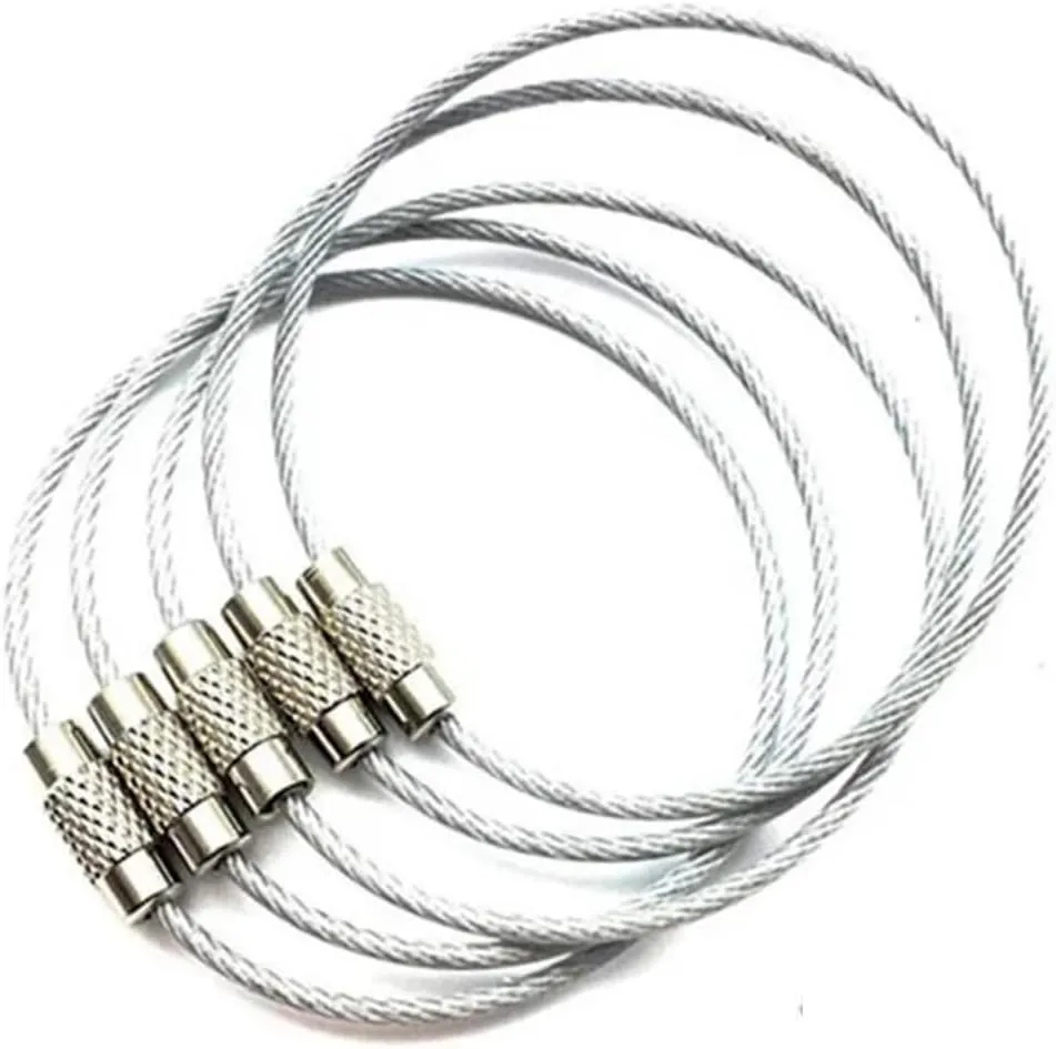 10PCS Outdoor Tools Tactical Gear for Camping Tools Multi Keychain Kit Stainless Steel Wire Rope Key Ring Tourism Chain