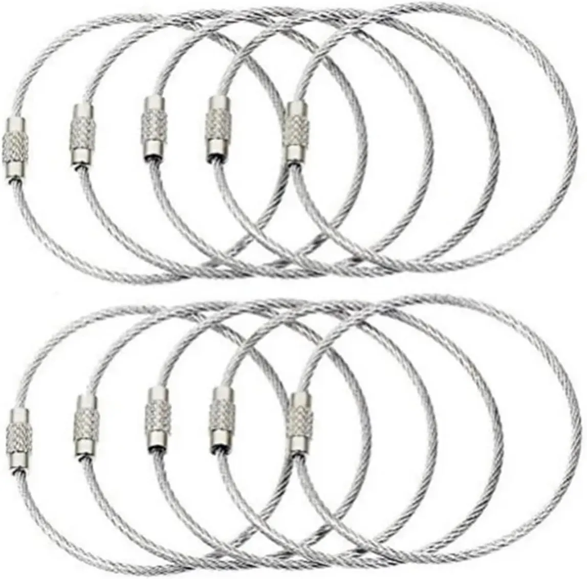 10PCS Outdoor Tools Tactical Gear for Camping Tools Multi Keychain Kit Stainless Steel Wire Rope Key Ring Tourism Chain