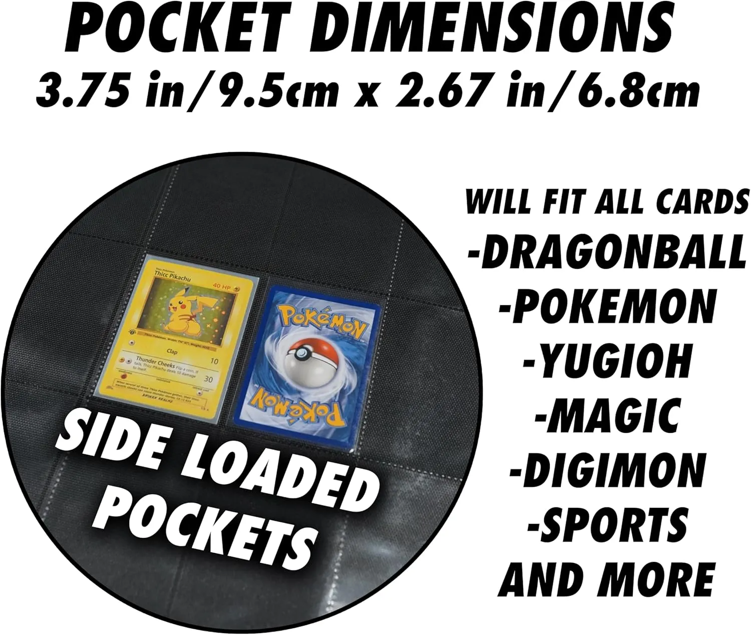 1280  Cards 20 Pocket Card Binder Collector Card Album - Pages Compatible with Pokemon Cards, Sports Cards, Yugioh, MTG and Other TCG - Trading Card Sleeve with Side Loading Pockets (Black/Red)