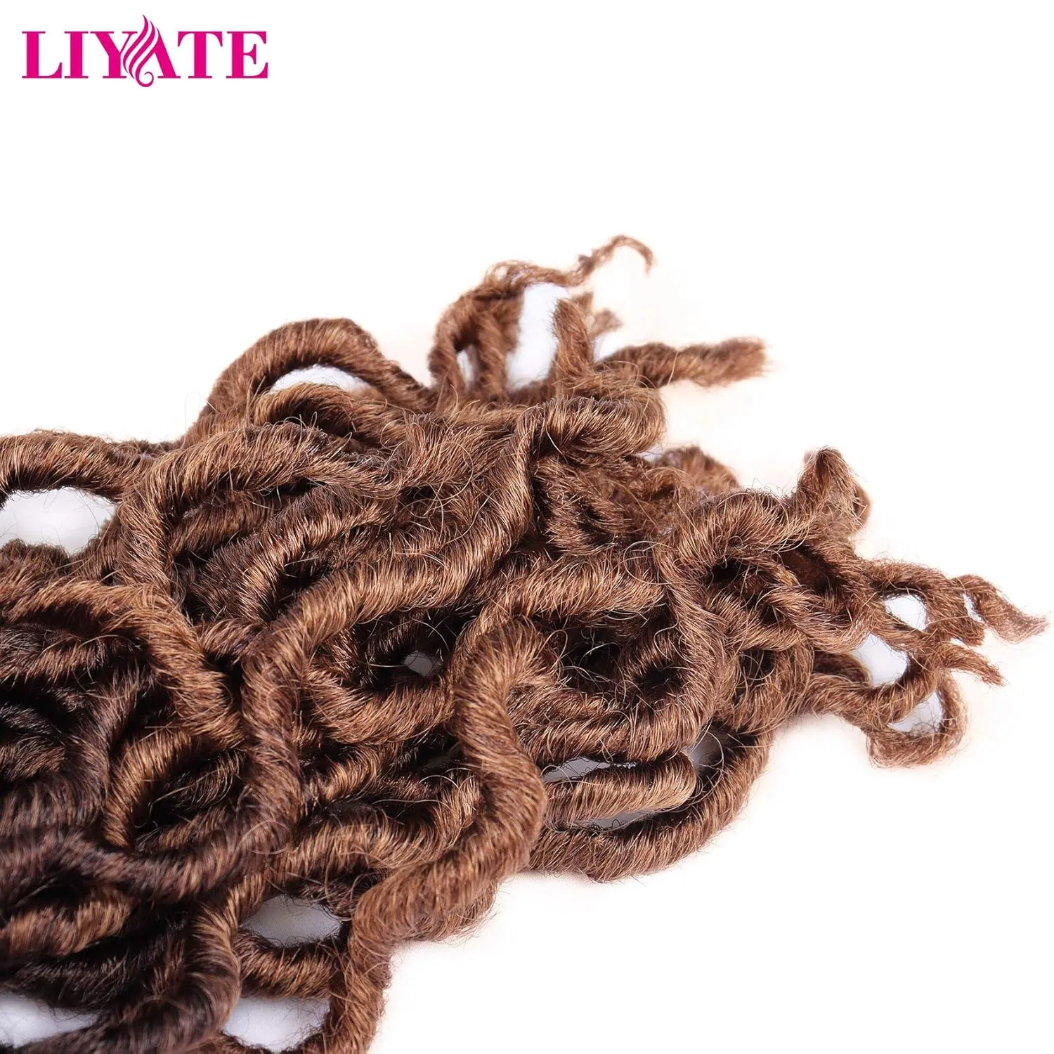 14 Inch Goddess Faux locs Crochet Hair 6 Packs/Lot Soft Gypsy Locs Wavy Crochet Braids Dreadlocks 3 Tone Curly Wavy Twist Braiding Hair Extensions African Roots Braid（#1B/4/30)