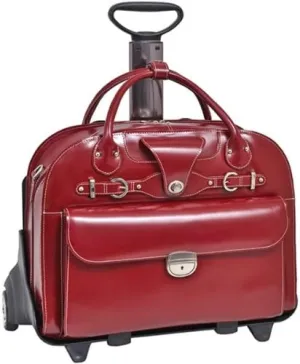15.4" Roseville Fly-Through Checkpoint-Friendly 2-in-1 Removable-Wheeled Leather Ladies Laptop Case