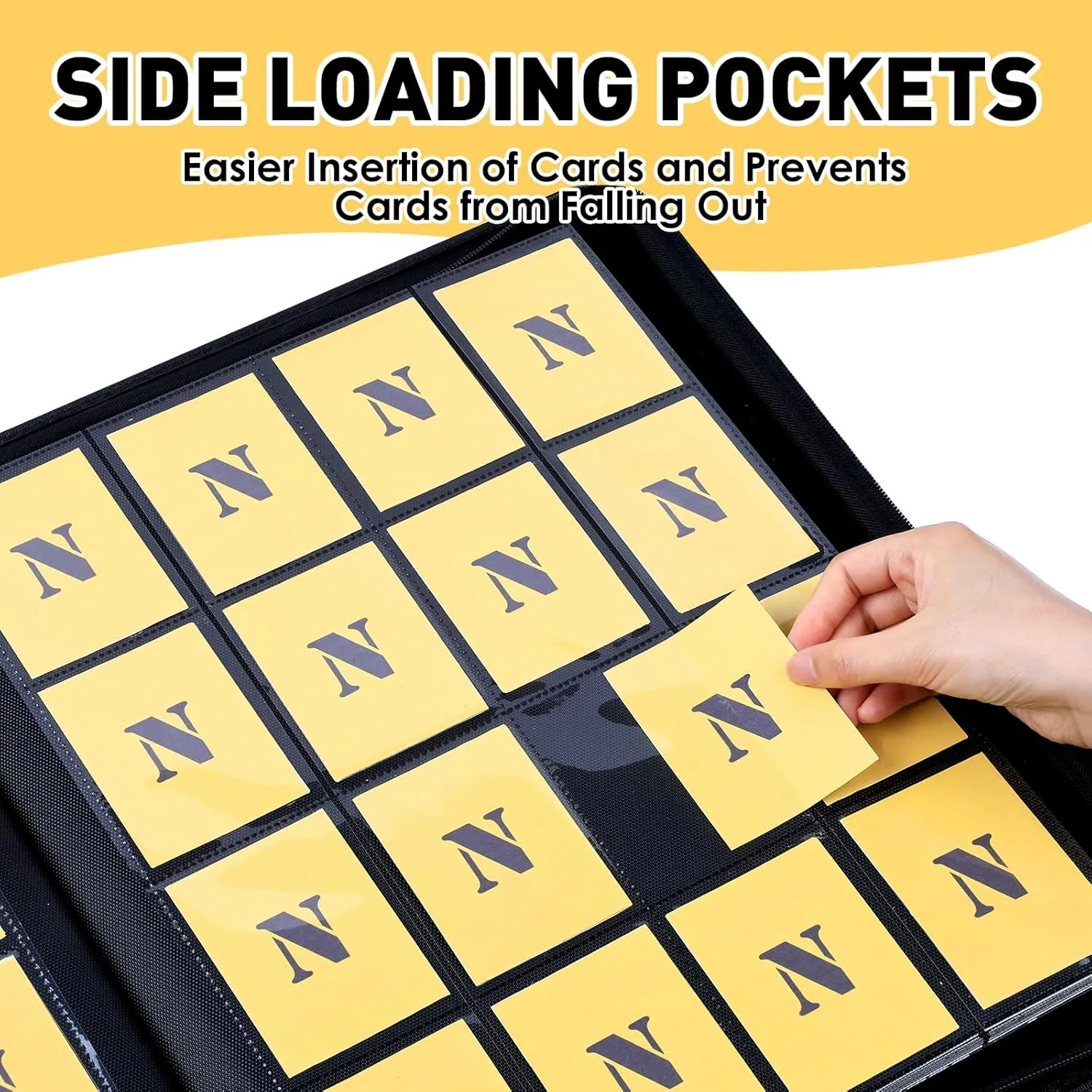 16 Pocket Card Binder,1280 Ringless Double Sided Pocket Trading Card Binder, Premium Zip Album Folder for TCG,MTG,Game Cards,Sports Cards(BLACK)