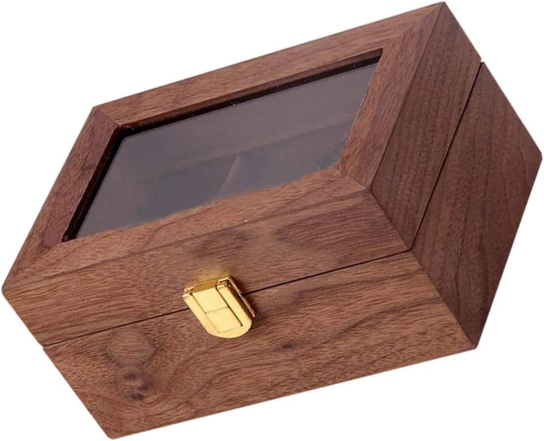 1Pc Lockable Watch Display Box with Transparent Lid Retro Style Watch Organizer and Storage Case for Collectibles and Home Decoration