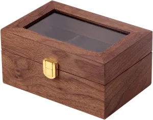 1pc Retro Watch Storage Box Transparent Lid Slot Organizer for Watches and Jewelry Display Case for Home Travel