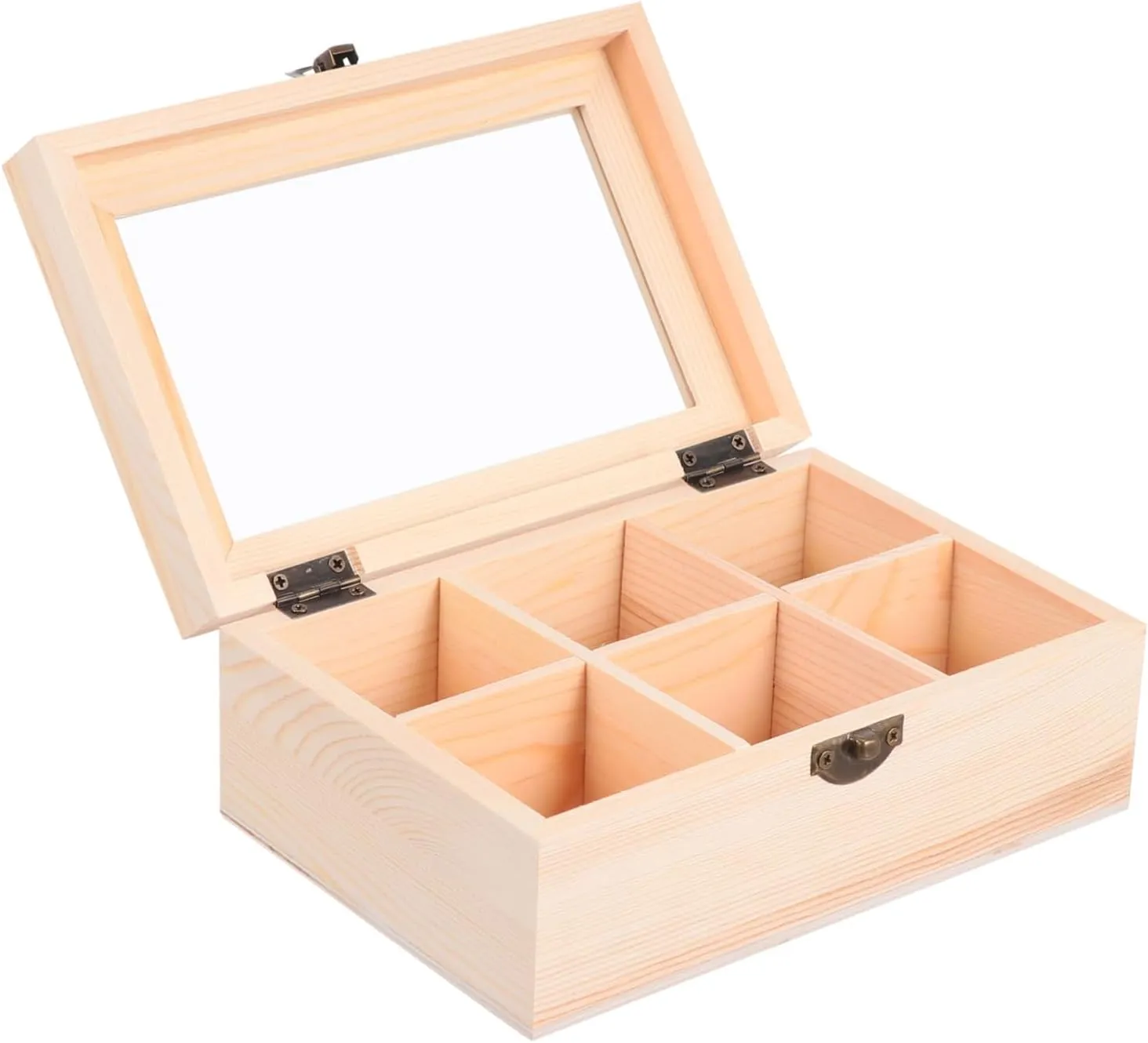 1pc Wooden Storage Box Transparent Jewelry Organizer for Home Desktop Fine Workmanship Design for Bracelets Watches Brooches Clutter Display