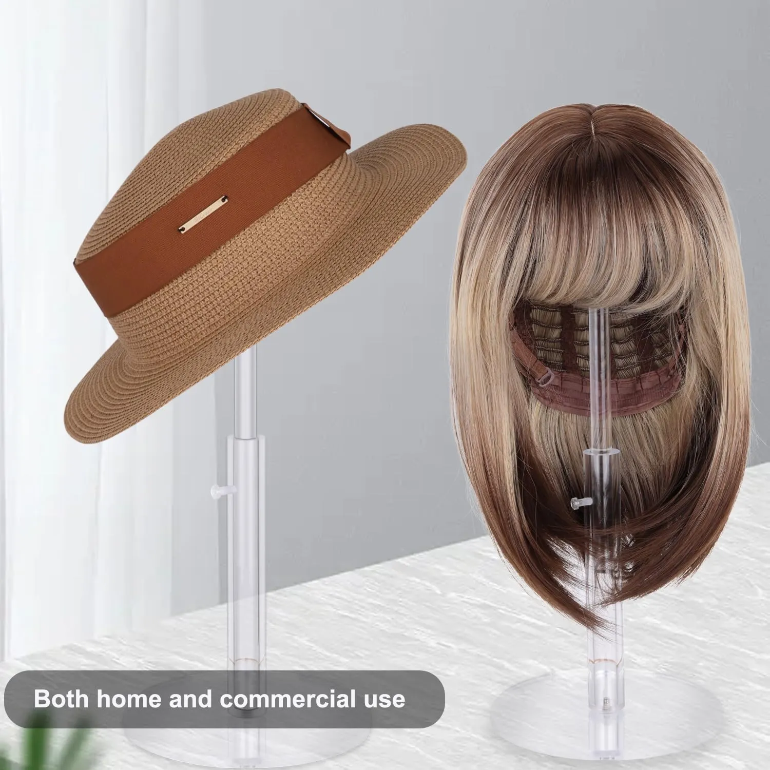 1Pcs Acrylic wig Hat Display Stand Adjustable for Styling and Display, Clear Clear Acrylic Display stand Holder for wig and hat Shop window display (Transparent, 1PCS)