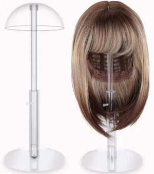 1Pcs Acrylic wig Hat Display Stand Adjustable for Styling and Display, Clear Clear Acrylic Display stand Holder for wig and hat Shop window display (Transparent, 1PCS)