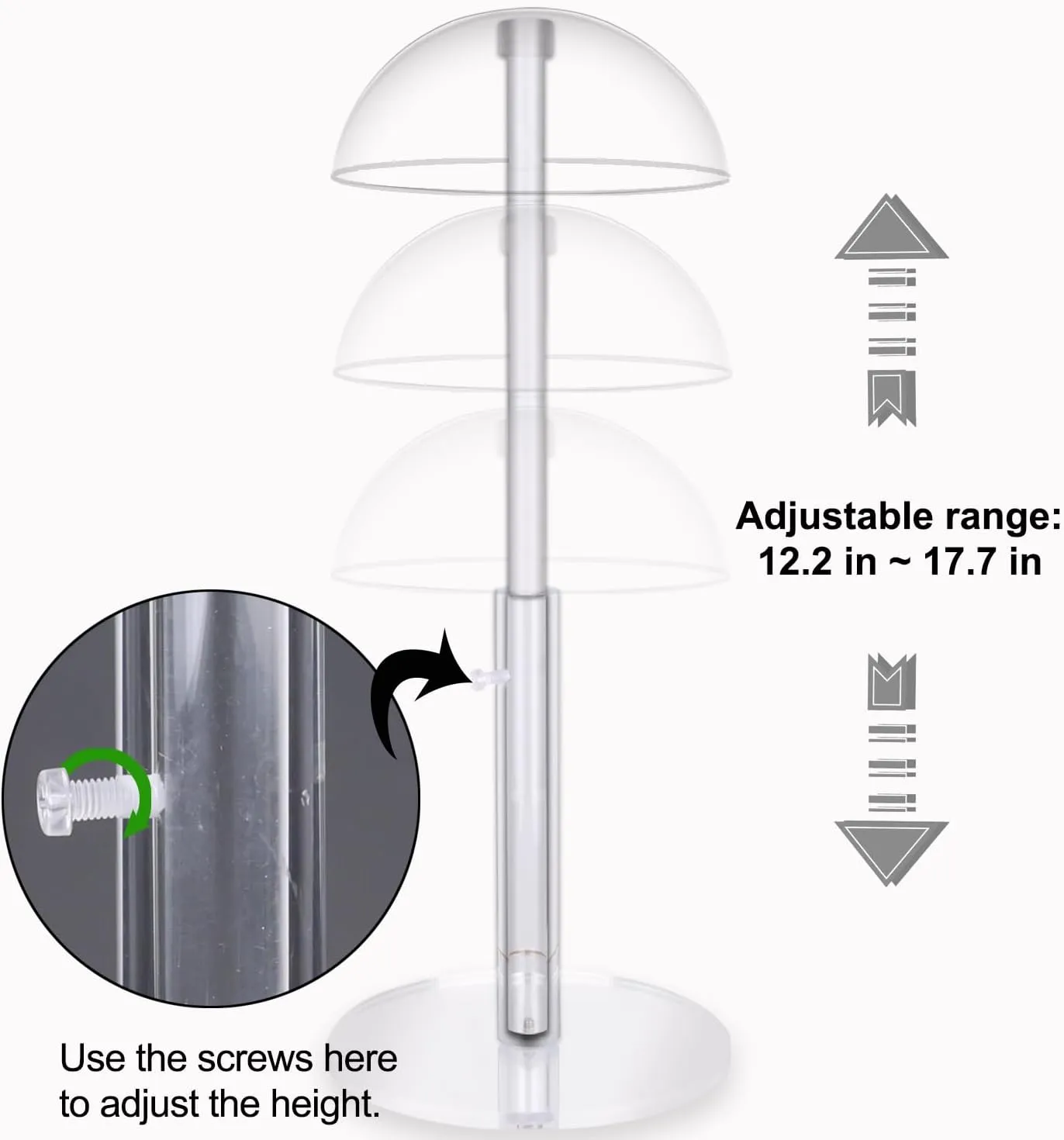1Pcs Acrylic wig Hat Display Stand Adjustable for Styling and Display, Clear Clear Acrylic Display stand Holder for wig and hat Shop window display (Transparent, 1PCS)