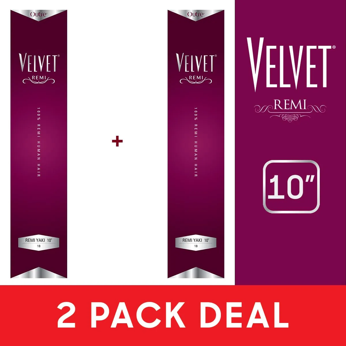 [2 Pack Deal] Outre Velvet 100% Remi Human Yaki Weaving 10" (1, 2 Packs)