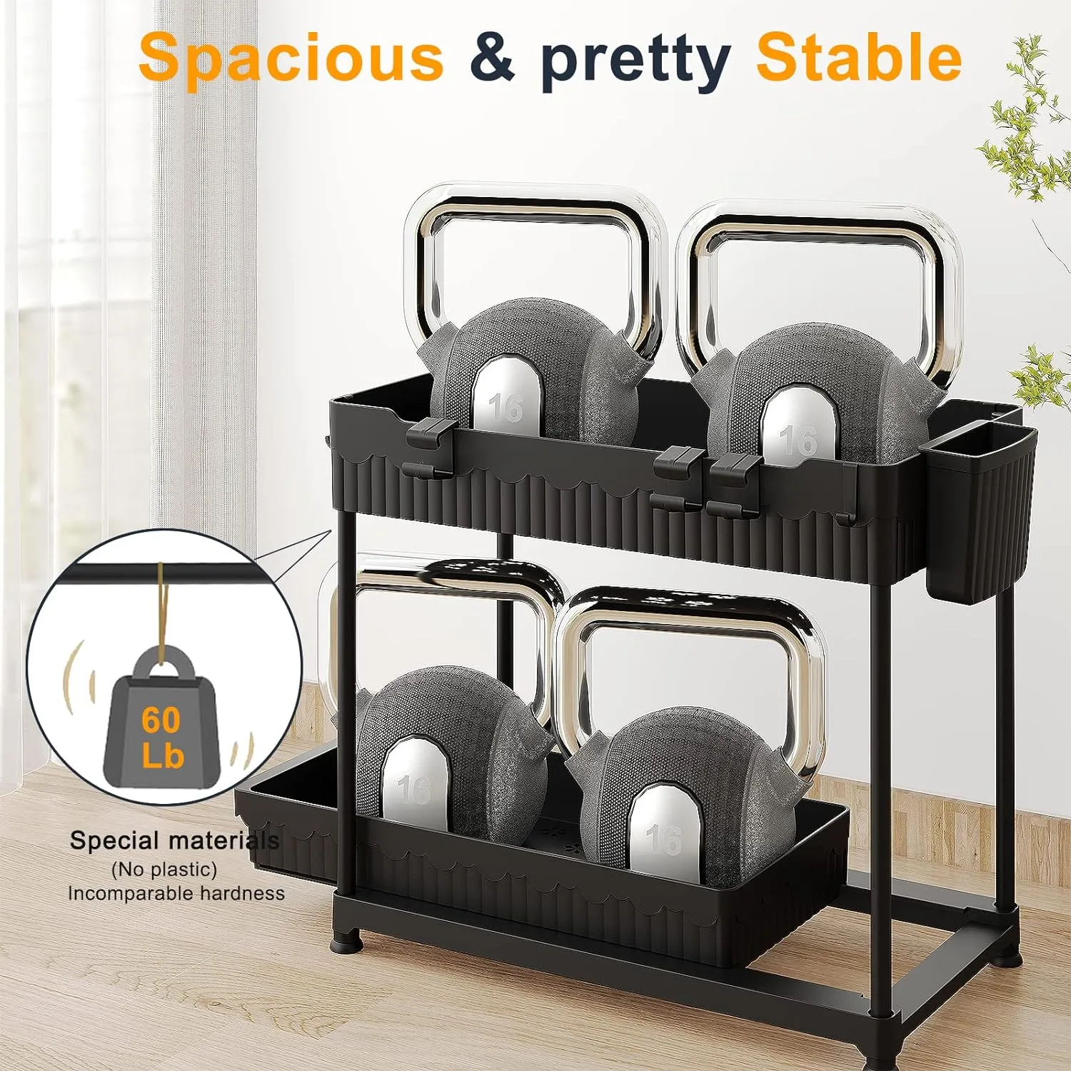 2 Pack Under Sink Organizers and Storage, 2 Tier Sliding Bathroom Organizer,Multi-Use Under Kitchen Cabinet Storage Shelf (Black 2Pack)