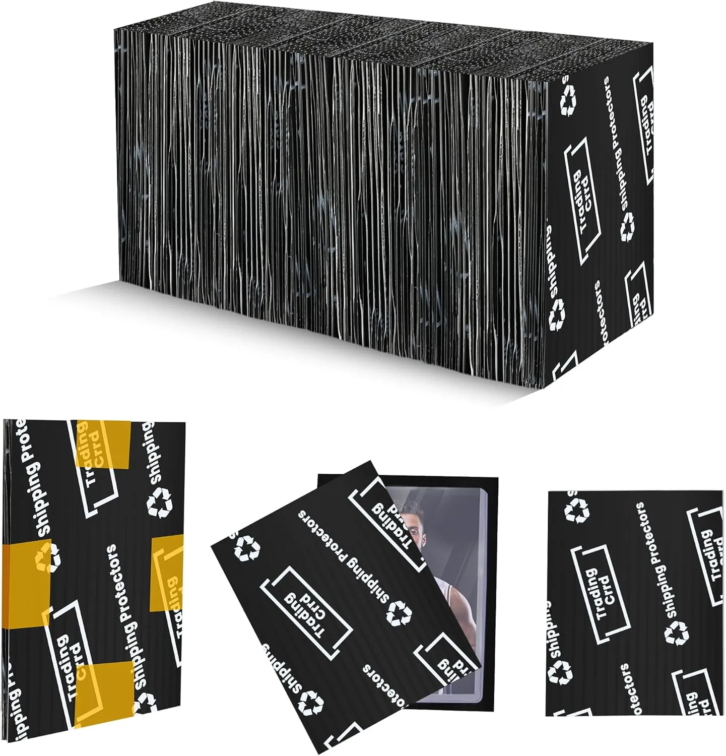 200 Pack Trading Card Shipping Protector Coolrunner 3.5" x 4.5" Plastic Card Protectors Card Mailers durable Card Savers for Trading Cards Hard Plastic Flats for Card Breakers, Black