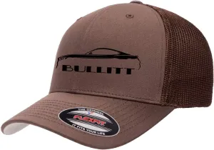 2019 2020 Bullitt Ford Mustang Outline Design Flexfit Trucker Mesh Fitted Cap