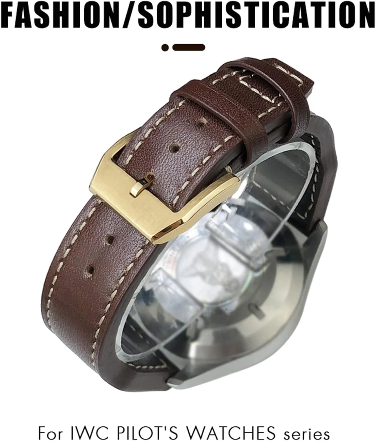 20mm 21mm 22mm Genuine Leather Bronze Rivet Watchband Fit For IWC Bronze Big Pilots Mark 18 Spitfire Watch Strap