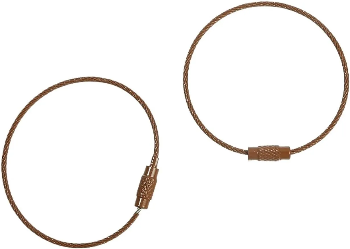 2/10pcs 50cm Colorful Stainless Steel Wire Keychain Cable Loop Screw Lock Rope Key Holder Keyring Key Chain Rings (Color : Brown, Size : 50cm 10pcs)