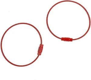 2/10pcs 50cm Colorful Stainless Steel Wire Keychain Cable Loop Screw Lock Rope Key Holder Keyring Key Chain Rings (Color : Red, Size : 50cm 10pcs)