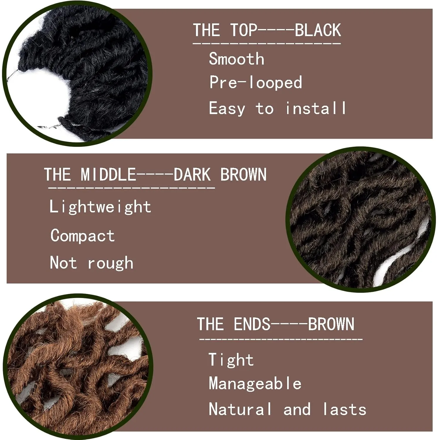 24 Inch Goddess Faux locs Crochet Hair 6 Packs/Lot Soft Gypsy Locs Wavy Crochet Braids Dreadlocks 3 Tone Curly Wavy Twist Braiding Hair Extensions African Roots Braid（1B/4/30)