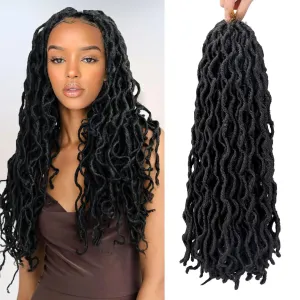 24 Inch Goddess Faux locs Crochet Hair for Women Black 6 Packs Soft Gypsy Locs Crochet Hair Curly Wavy Dreadlocks Hair Extensions
