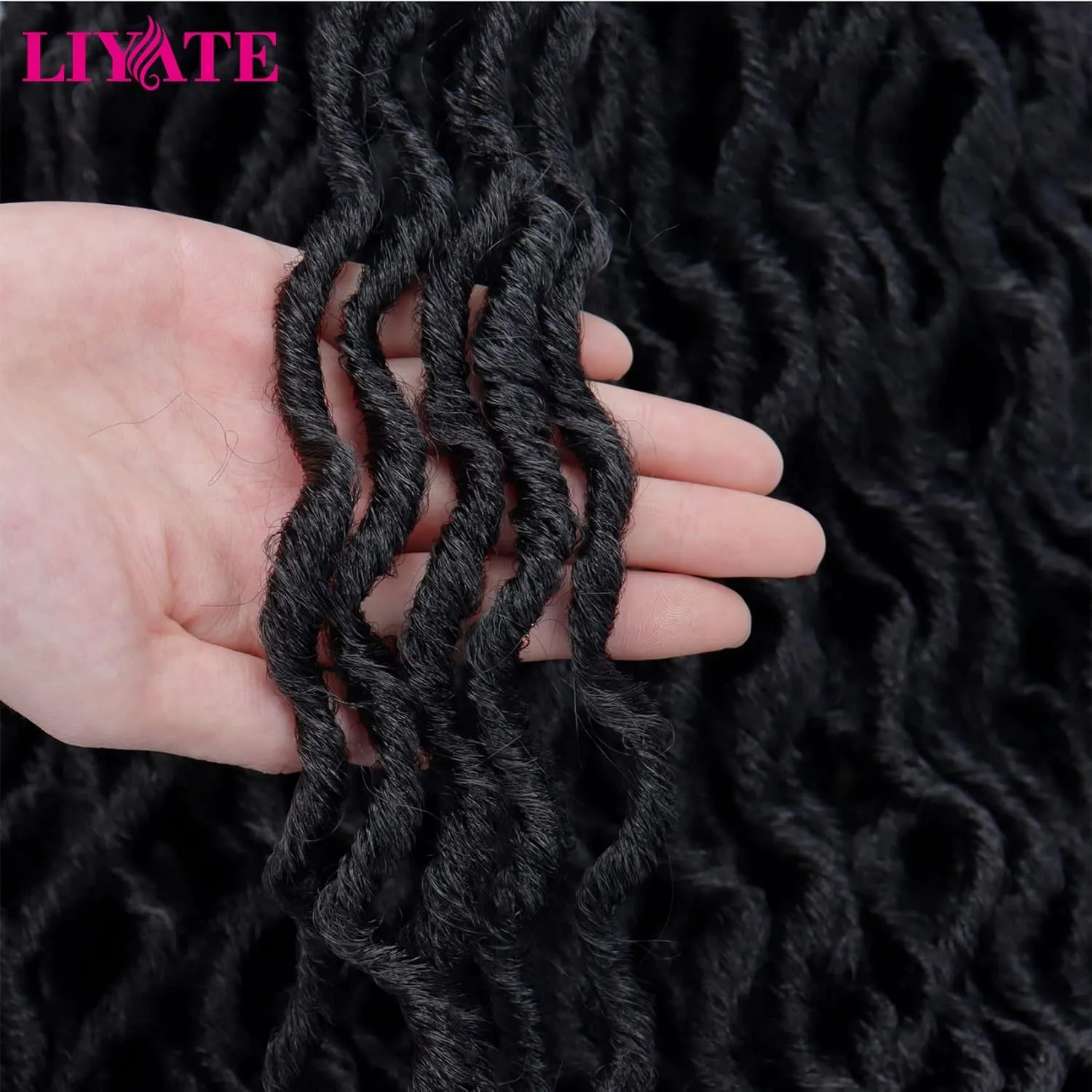 24 Inch Goddess Faux locs Crochet Hair for Women Black 6 Packs Soft Gypsy Locs Crochet Hair Curly Wavy Dreadlocks Hair Extensions