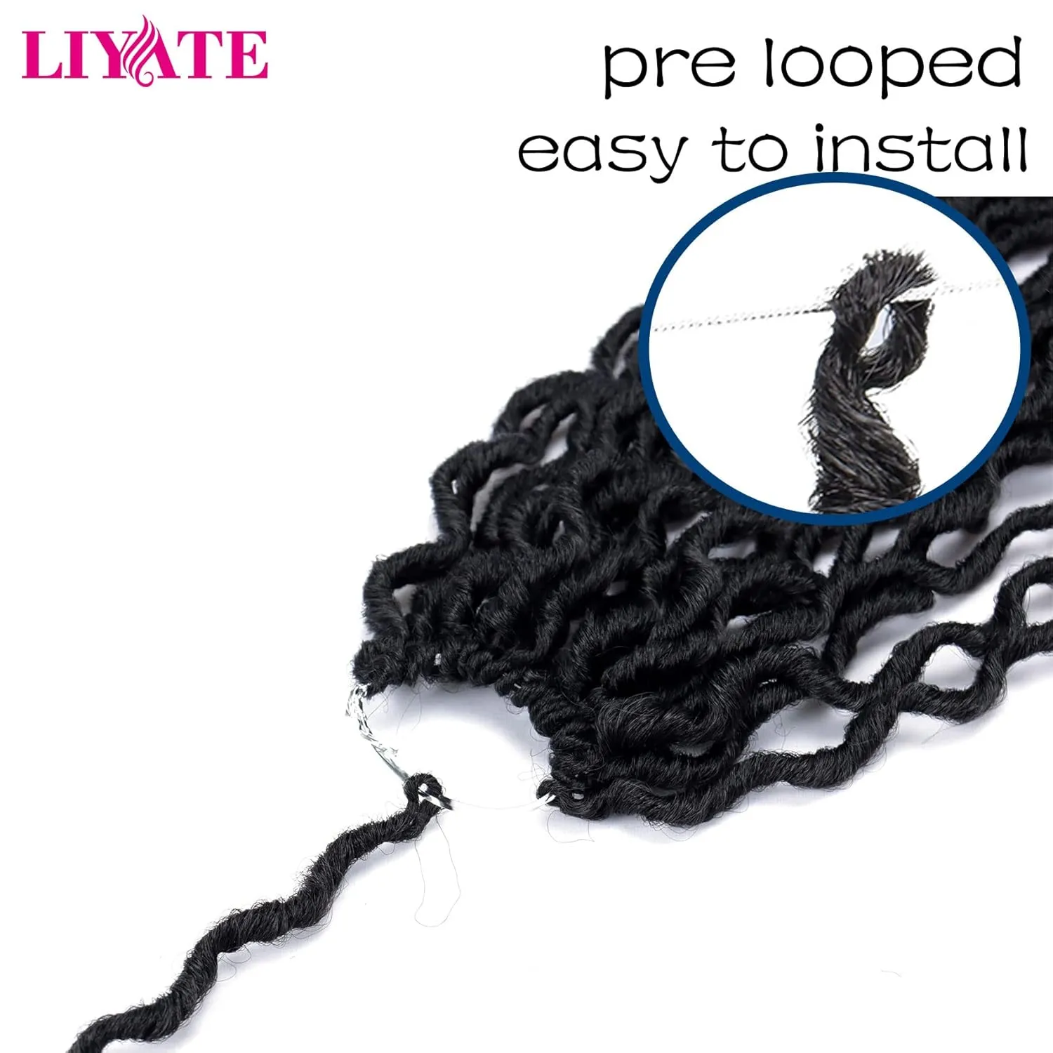 24 Inch Goddess Faux locs Crochet Hair for Women Black 6 Packs Soft Gypsy Locs Crochet Hair Curly Wavy Dreadlocks Hair Extensions