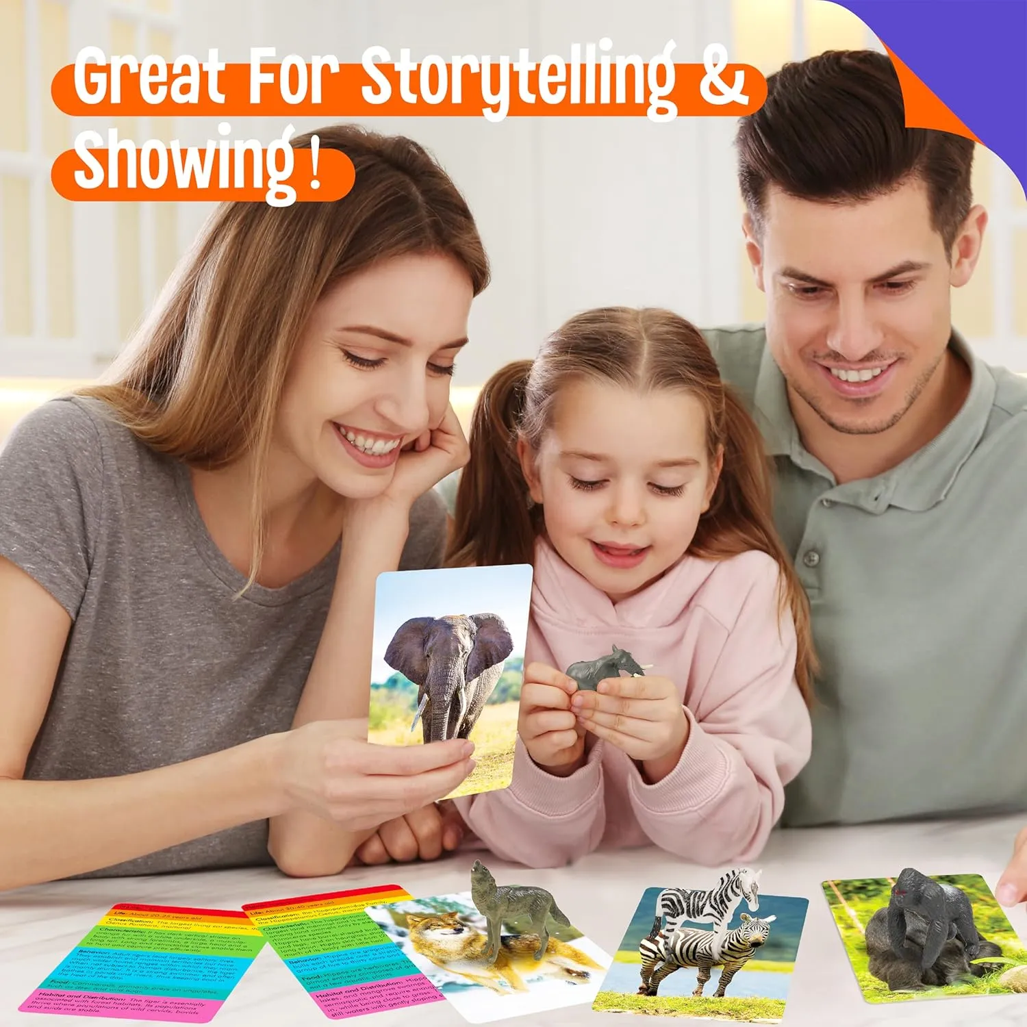24PCS Animal Figurines with 24 Introducing Flashcards, Wild & Marine Animal Figures Safari and Underwater Creature Learning Montessori Toys Science Educational Matching Game for Homeschool, Kids