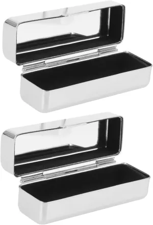 2pcs Square Lipstick Box with Mirror Portable Makeup Organizer Bag for Lipstick Gloss Essential Oil