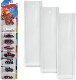 3 Pack Acrylic Display Case for Packaged Cars, Compatible with Hot-Wheels Match-Box Packaged Cars, Toy Car Storage Organizer Display Shelf Rack Wall Display Case