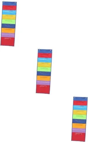 3 Sets Sturdy Wall Mount File Organizer 8-Pocket Hanging File Organizer for Home Office