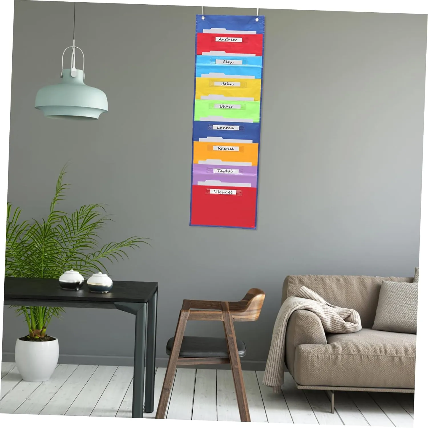 3 Sets Sturdy Wall Mount File Organizer 8-Pocket Hanging File Organizer for Home Office
