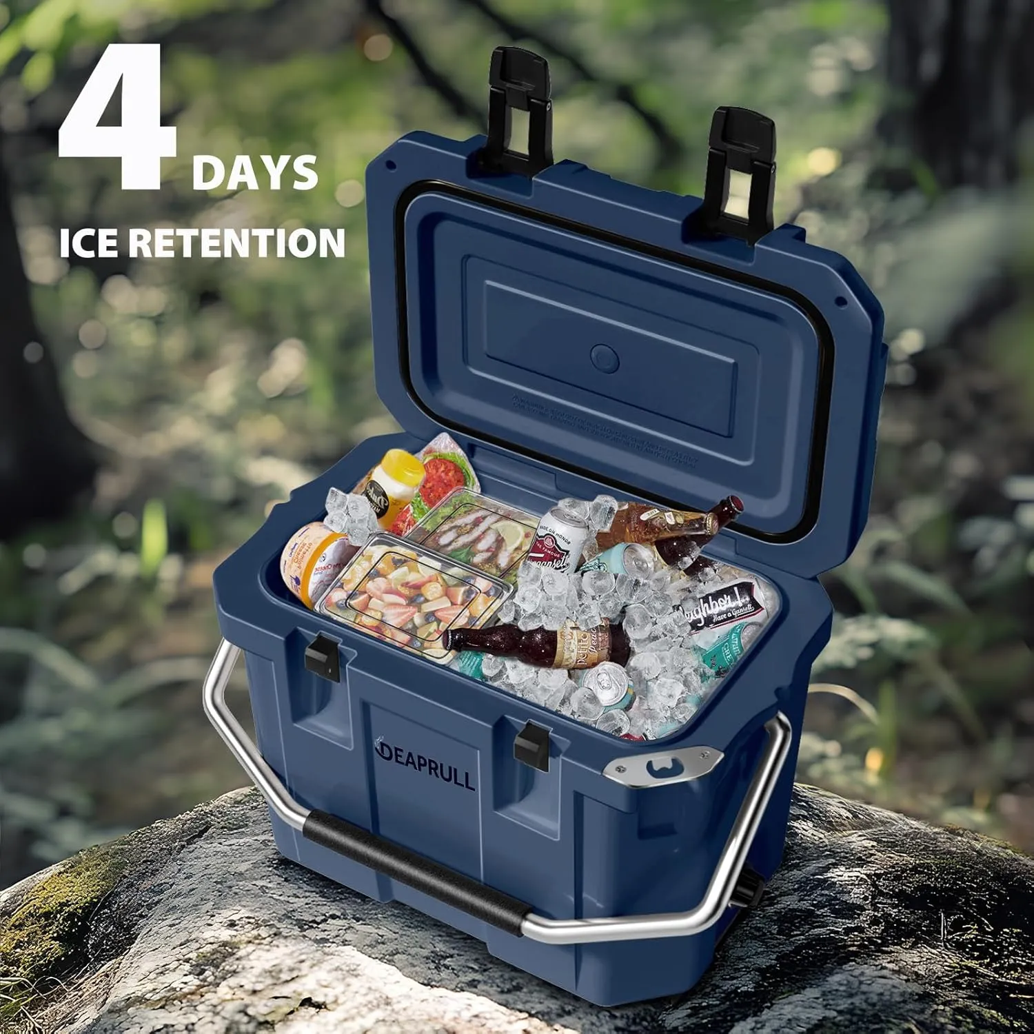 30 Quart Hard Cooler, Insulated Ice Chest Box Holds Ice for More Days, Portable Cooler with Handle, Cup Holders, Double Latches for Camping, Drink, Beverage, Beach, Picnic, Fishing, Boat, Barbecue