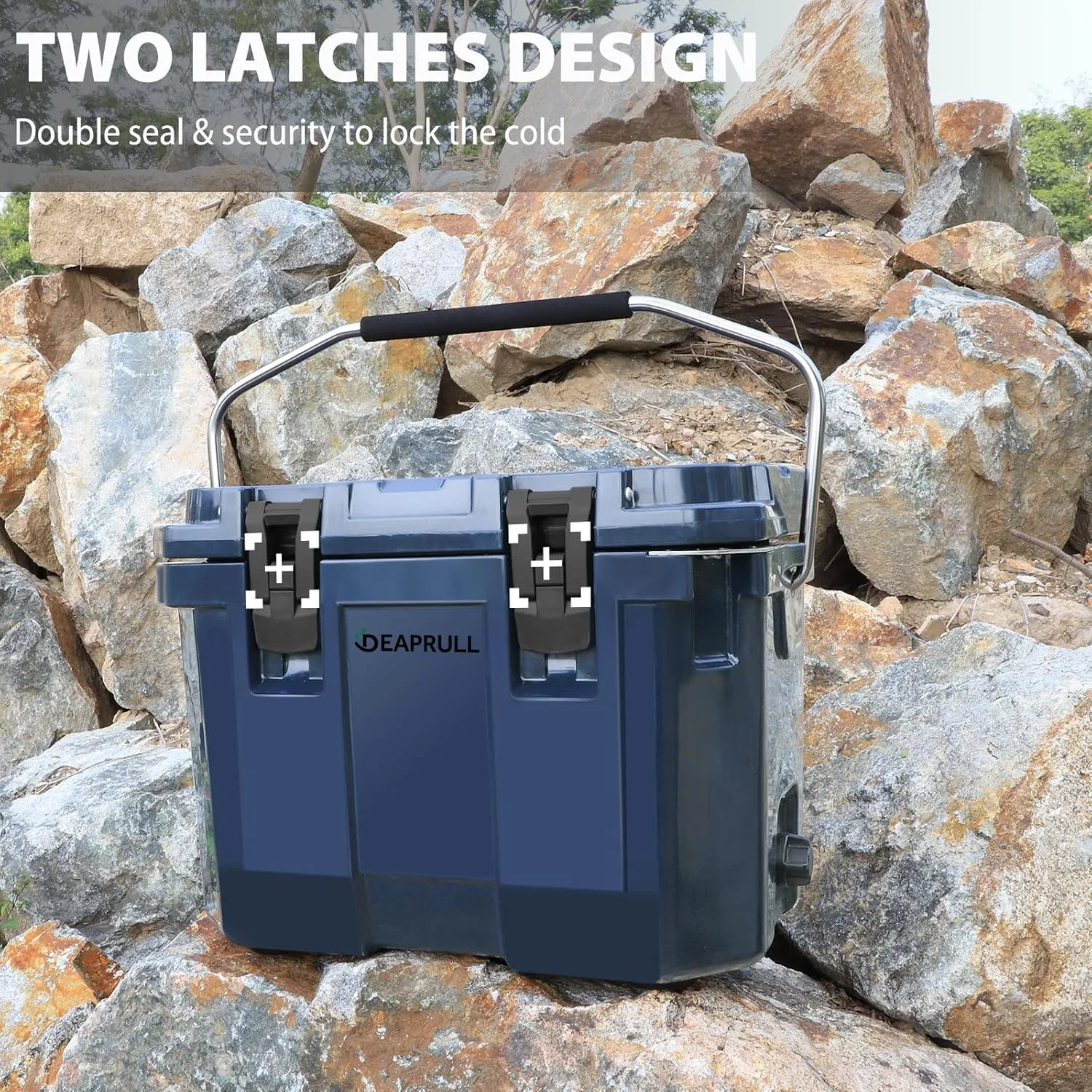 30 Quart Hard Cooler, Insulated Ice Chest Box Holds Ice for More Days, Portable Cooler with Handle, Cup Holders, Double Latches for Camping, Drink, Beverage, Beach, Picnic, Fishing, Boat, Barbecue