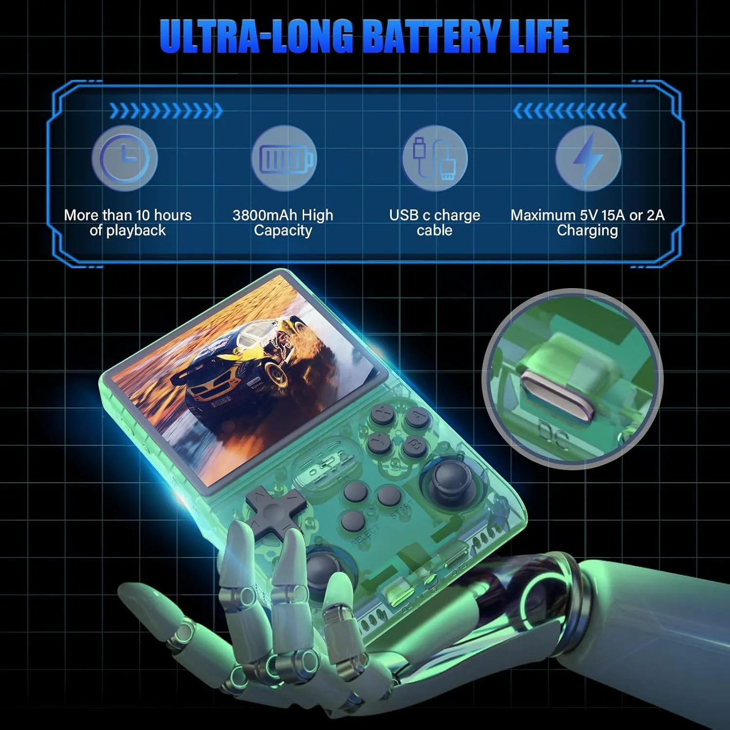 30000 Games in 1Handheld Game Console,3.5-Inch IPS Screen Retro Gaming Console,30000 Classic Games, 3800mAh,20＋Mainstream Emulator,Built-in 256G TF Card