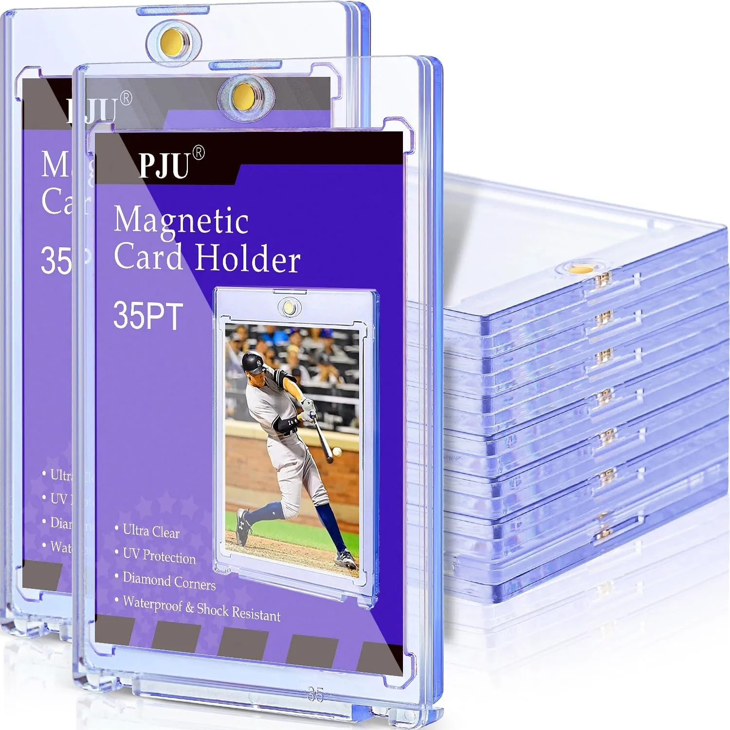 30ct Magnetic Card Holder, 35pt One Card Holder Touch for Trading Cards, U-V Protection Magnetic Card Case for Baseball Cards, Card Protectors Hard Plastic, Display Case for Game Cards, Sports Cards