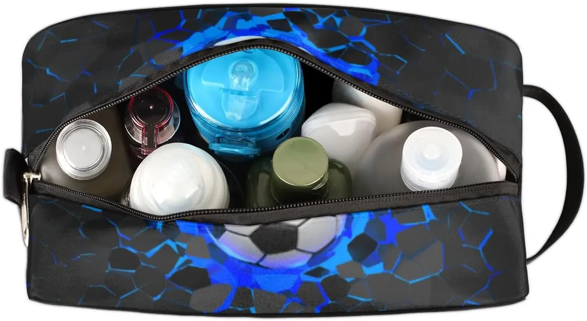 3D Soccer Hanging Toiletry Bag for Boy Men,Travel Cosmetic Bag,Waterproof Makeup Bag,Approved Hygiene Bag Shave Dopp Kit Organizer for Toiletries Shower Bathroom Carry-on Accessories Gifts