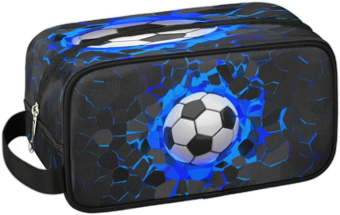 3D Soccer Hanging Toiletry Bag for Boy Men,Travel Cosmetic Bag,Waterproof Makeup Bag,Approved Hygiene Bag Shave Dopp Kit Organizer for Toiletries Shower Bathroom Carry-on Accessories Gifts