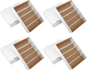 4 Pack Card Storage Box, 3700 Count Trading Card Storage Box White Sports Storage Cards Box Organizer Sorting Tray Cases Box for Storing Protecting and Organizing Soccer Cards