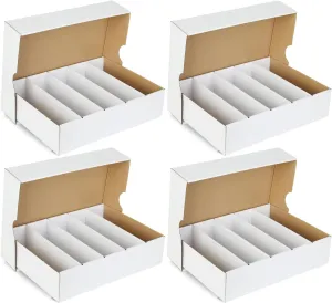 4-Pack Card Storage Box - Holds 3700 Trading Cards,White Sports Card Organizer with Sorting Tray, Ideal for Storing, Protecting & Organizing Soccer & Sports Cards