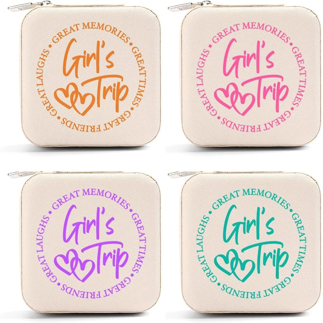 4 PCs Jewelry Boxes & Organizers, Girls Trip Gifts Favors Jewelry Organizer, Jewelry Travel Case, Jewelry Box for Girls Bachelorette Party, Earring Ring Organizer Boxes, Travel Accessories for Women