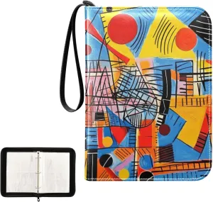 4 Pockets Trading Card Album Holder Book Folder Sports Card Binder Abstract Geometry 8 400 Double Side Pockets for 3 Ring Binder Zipper