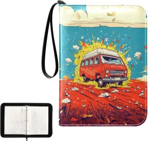 4 Pockets Trading Card Album Holder Book Folder Sports Card Binder Ambulance 400 Double Side Pockets for 3 Ring Binder Zipper