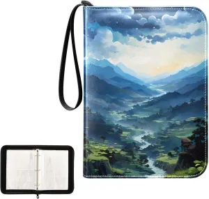 4 Pockets Trading Card Album Holder Book Folder Sports Card Binder Anime Scene 400 Double Side Pockets for 3 Ring Binder Zipper