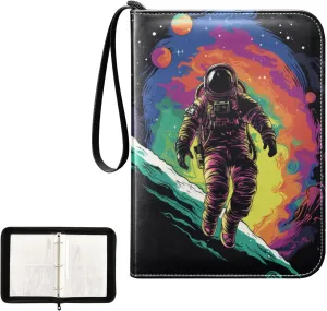 4 Pockets Trading Card Album Holder Book Folder Sports Card Binder Astronaut 12 400 Double Side Pockets for 3 Ring Binder Zipper
