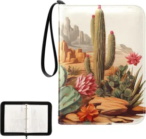 4 Pockets Trading Card Album Holder Book Folder Sports Card Binder Cactus 1 400 Double Side Pockets for 3 Ring Binder Zipper