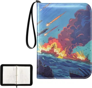 4 Pockets Trading Card Album Holder Book Folder Sports Card Binder Cartoon War 400 Double Side Pockets for 3 Ring Binder Zipper