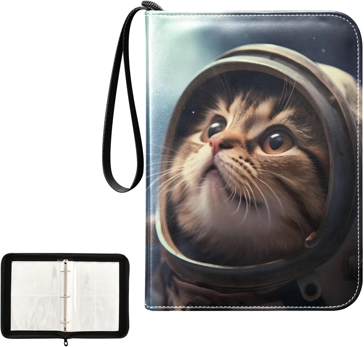 4 Pockets Trading Card Album Holder Book Folder Sports Card Binder Cat 2 400 Double Side Pockets for 3 Ring Binder Zipper