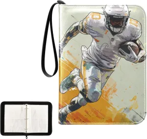 4 Pockets Trading Card Album Holder Book Folder Sports Card Binder Cat Hostility Rugby Character 2 400 Double Side Pockets for 3 Ring Binder Zipper