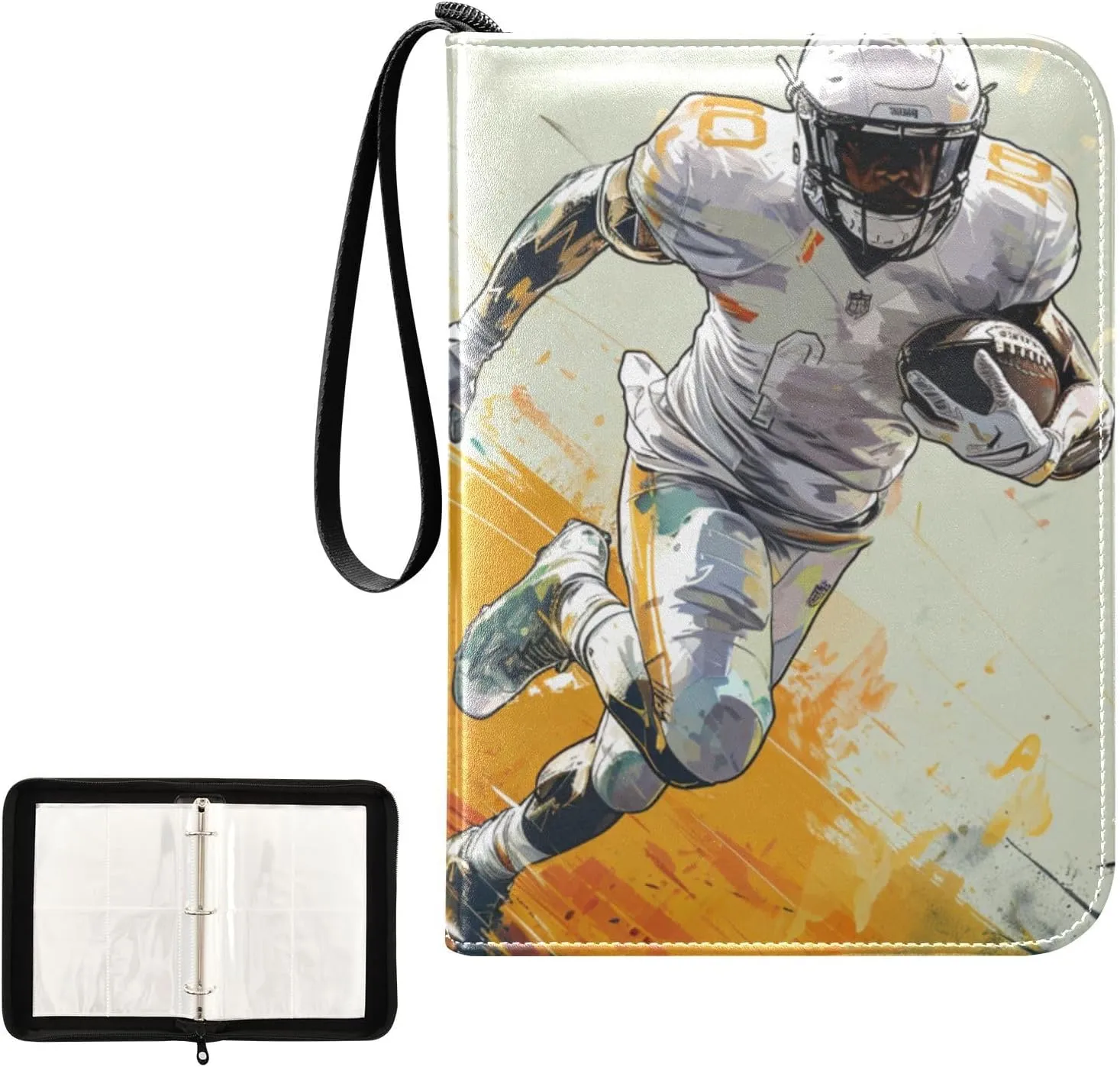 4 Pockets Trading Card Album Holder Book Folder Sports Card Binder Cat Hostility Rugby Character 2 400 Double Side Pockets for 3 Ring Binder Zipper